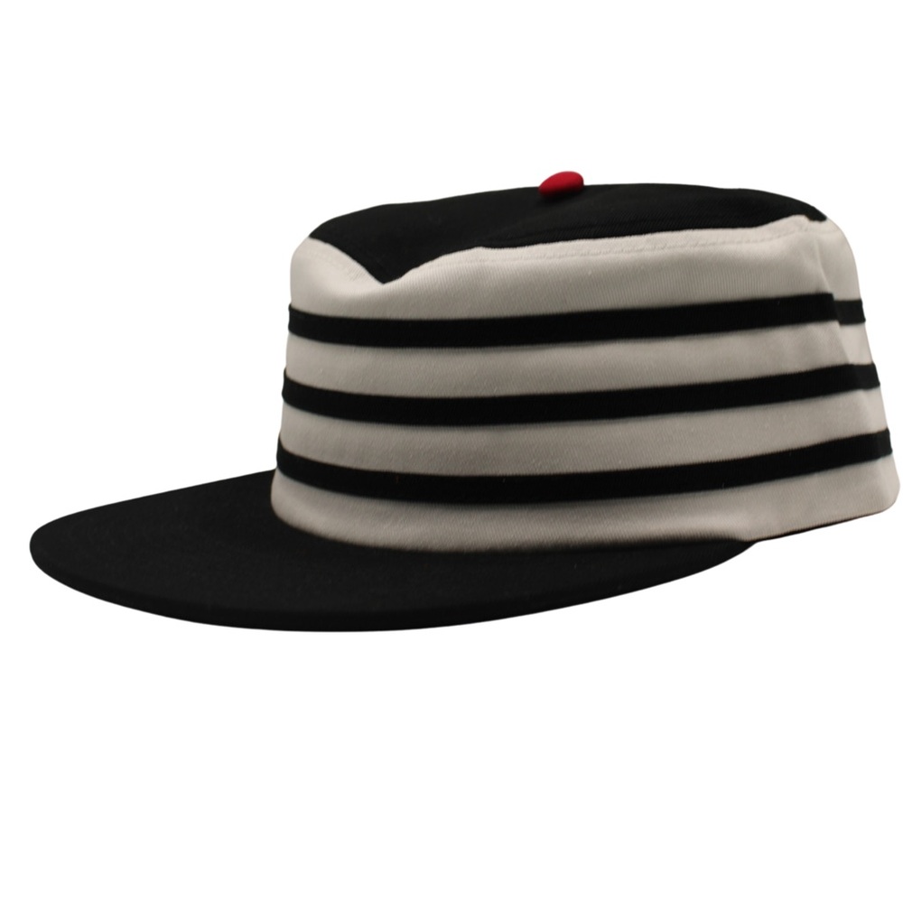 Black and White Striped Men's Hat - Picture 2 of 5